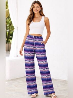 Becca by Rebecca Virtue Swimwear Crochet Pants Women’s SP Chevron Boho Cover-Up